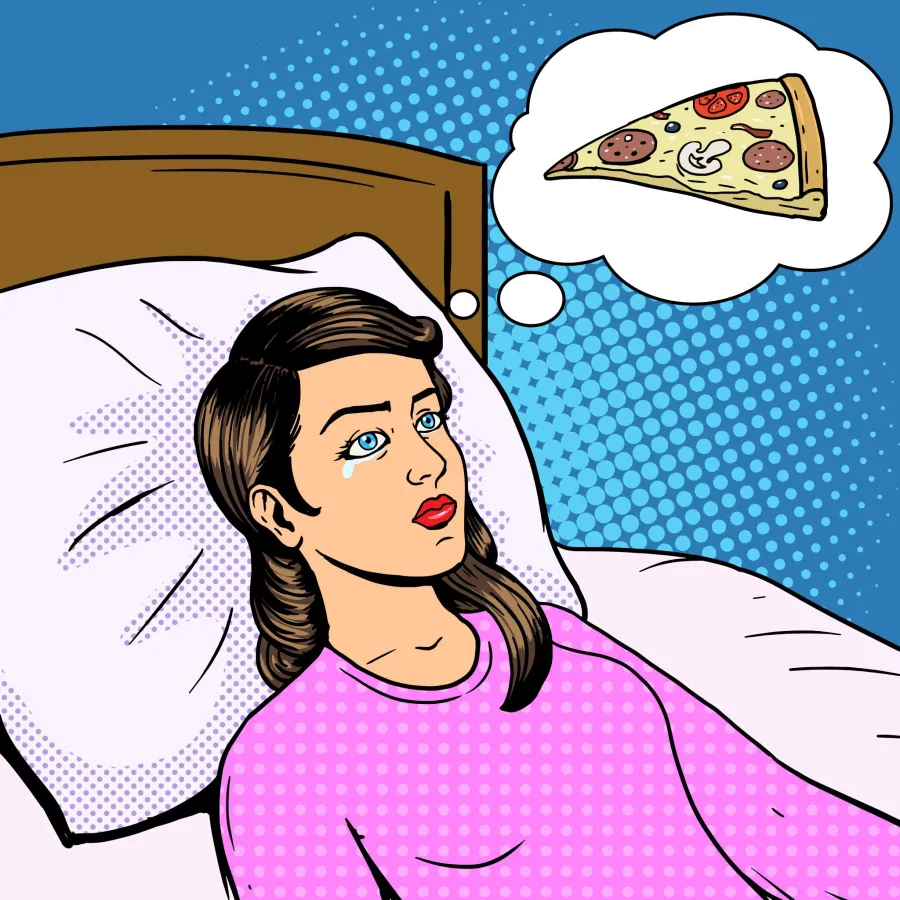woman dreaming of pizza