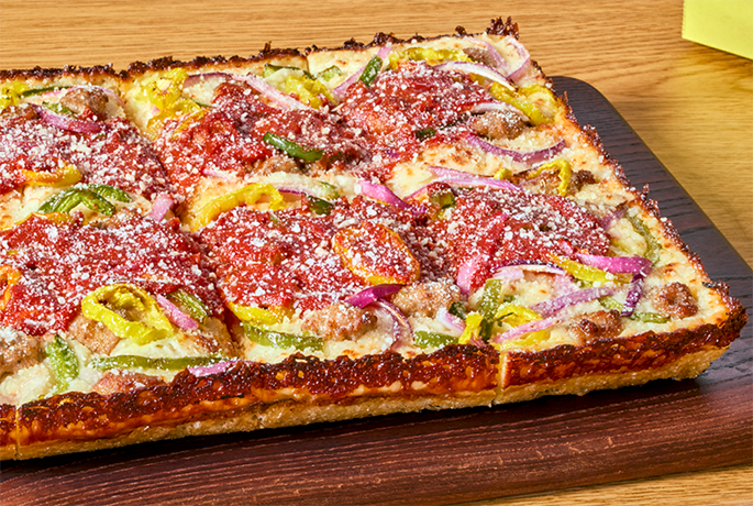 Hangry Howie Detroit-Style pizza