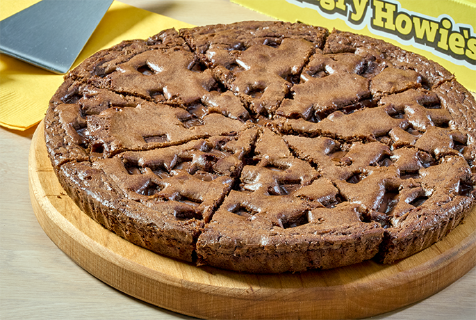 Howie Brownier dessert cut into 8 pieces.