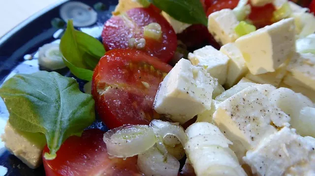 feta cheese on a Greek salad