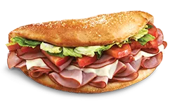 Sub sandwich with meat, lettuce, tomato